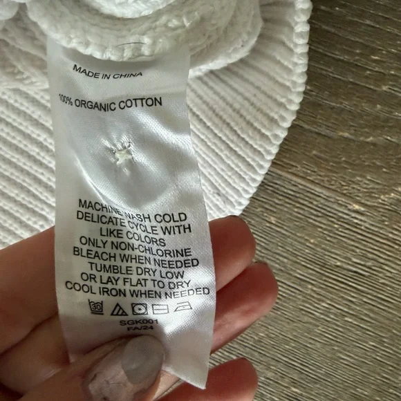 Quince 100% Organic Cotton Fisherman Boxy Cropped Cardigan - Ivory/White XS - Picture 4 of 6